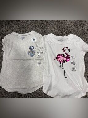 OshKosh B'gosh Girls' Sequin Heart & Flamingo Tee. NWT